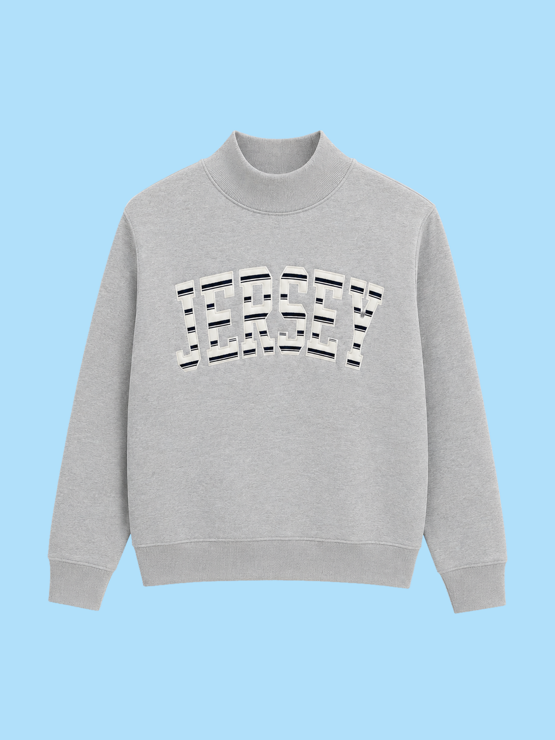 Heather Gray Striped Mock Neck