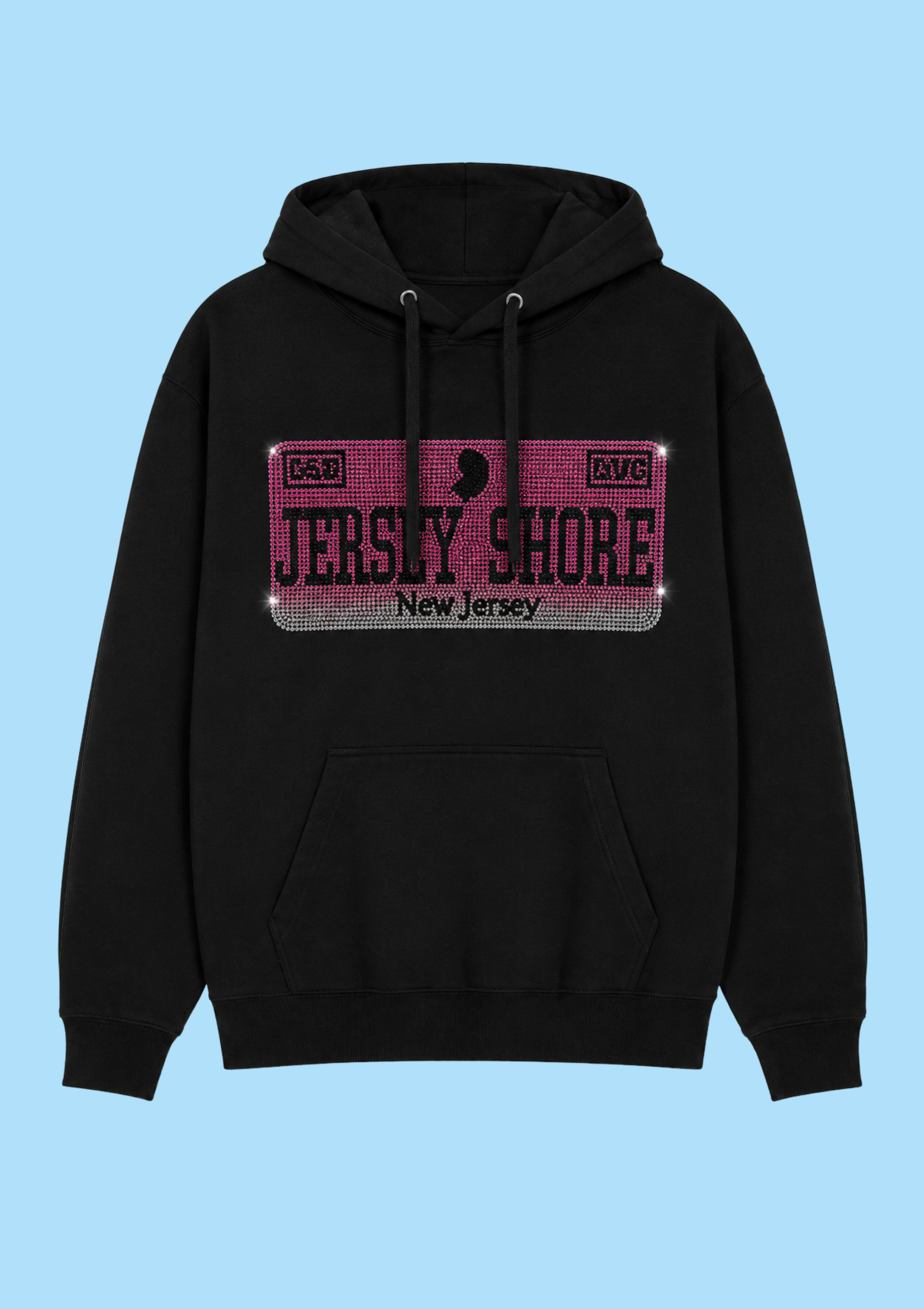 Jersey Shore Rhinestone Pink Plate Hoodie